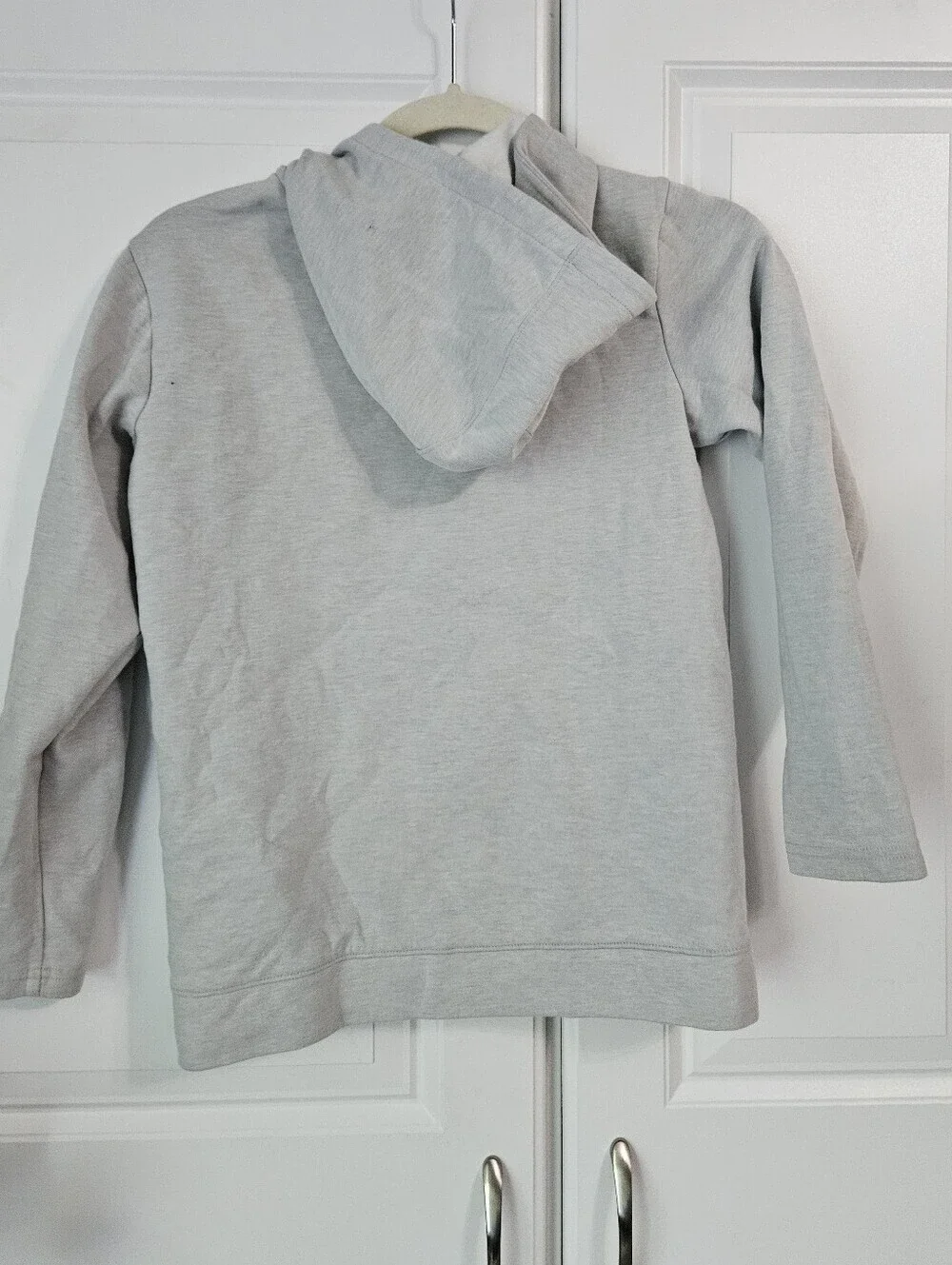 Old Navy Light Gray Kids Hooded Zip Jacket with Black Accents